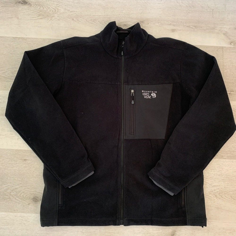 Mountain Hardwear Mens Full Zip Fleece Jacket Black Gorpcore Hiking Large